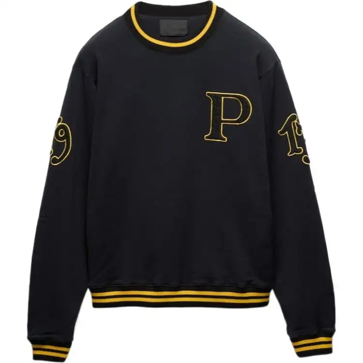 PRADA Sweatshirts Men's Black Crew Neck Moderate Regular