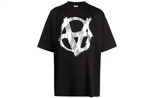 Vetements T Shirts Men's Black Crew Neck Moderate Straight Fit