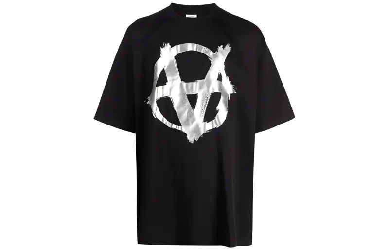 Vetements T Shirts Men's Black Crew Neck Moderate Straight Fit