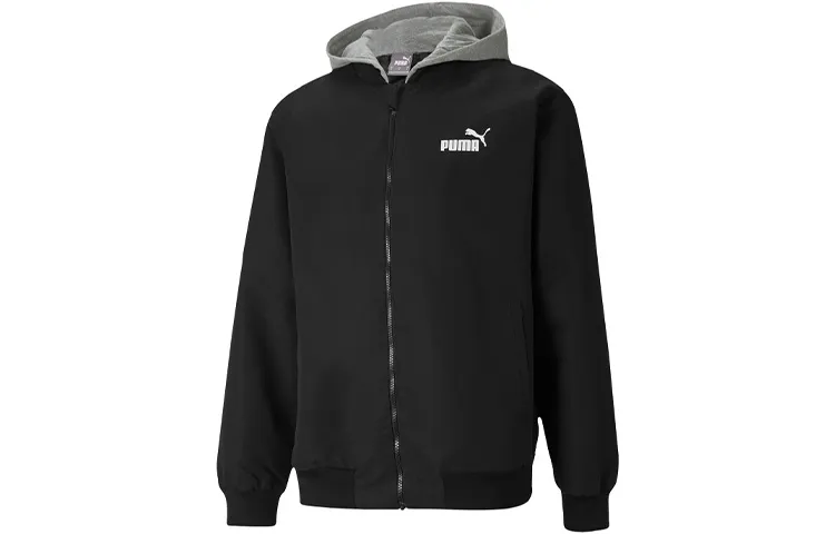 PUMA Jackets Men's Black Hooded (Non-detachable) Moderate Straight Fit
