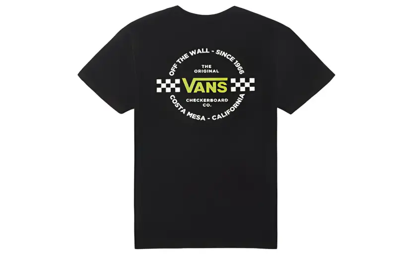 Vans T Shirts Unisex Black Crew Neck Moderate Straight Fit