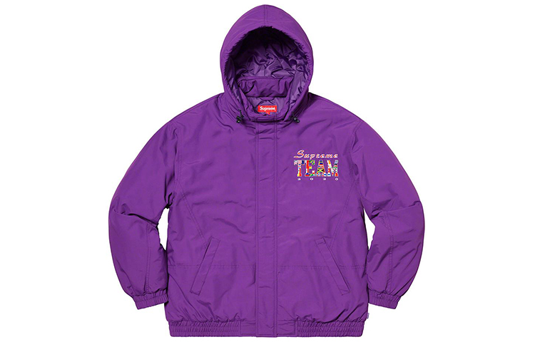 Куртка Supreme Team Puffy Jacket (черно-белая с принтом) — фото 4