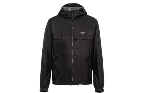 PRADA Jackets Men's Black Hooded Moderate Other