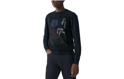 HERMES Knitwear Men's Navy Crew Neck Moderate Other