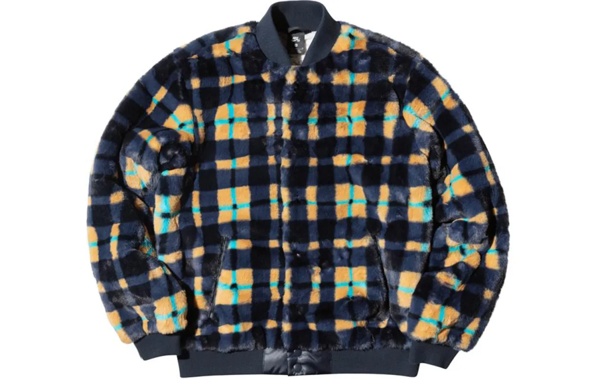 Nike SB Dunk High X Concepts Crossover Skateboard Sports Plush Plaid Jacket Asia Edition Colorblock Yellow