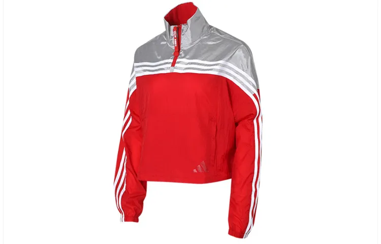 Adidas Jackets Women's Red Gray Multicolor Stand Collar Moderate Other