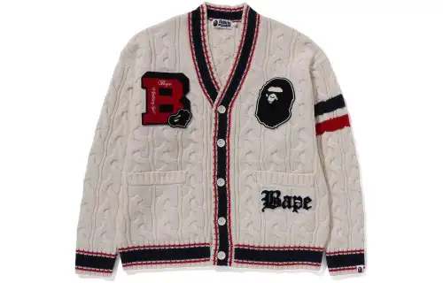 A BATHING APE ® Cable knit Varsity Cardigan
