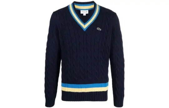 LACOSTE Sweaters Men's Blue V Neck Moderate Other