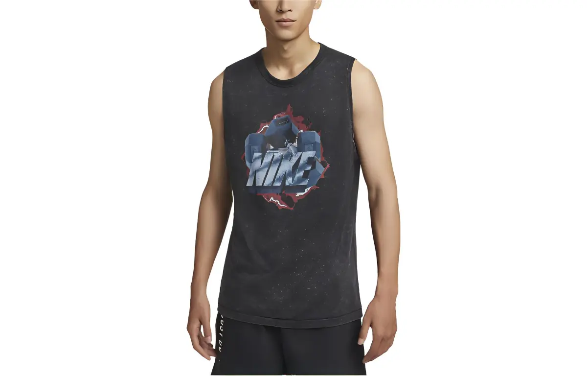 Nike Tank Tops Men's Black Crew Neck Moderate Straight Fit