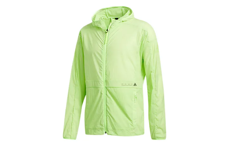 Adidas Jackets Men's Signal Green Hooded (Non-detachable) Moderate Straight Fit