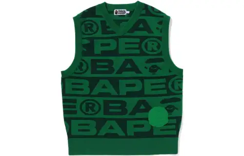 A BATHING APE Logo intarsia V neck Vest