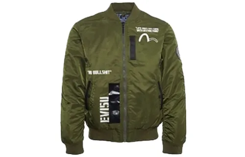 EVISU Jackets Men's Green Stand Collar Moderate Other