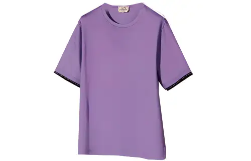 HERMES T Shirts Men's Purple Crew Neck Moderate Straight Fit