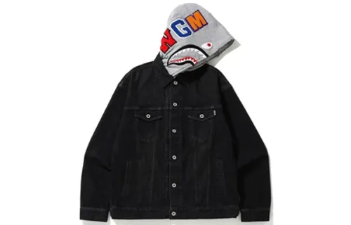 Bape Relaxed Shark Hoodie Denim Jacket