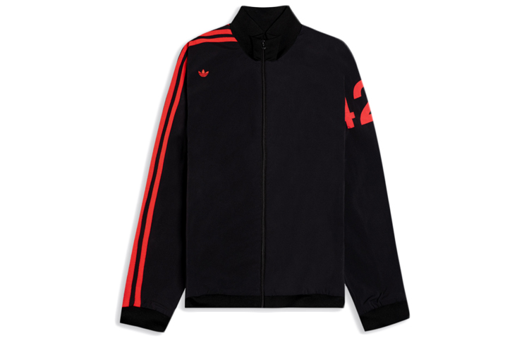 Adidas originals clover x 424 Track Jacket joint asymmetric three stripes sports bomber jacket men's black