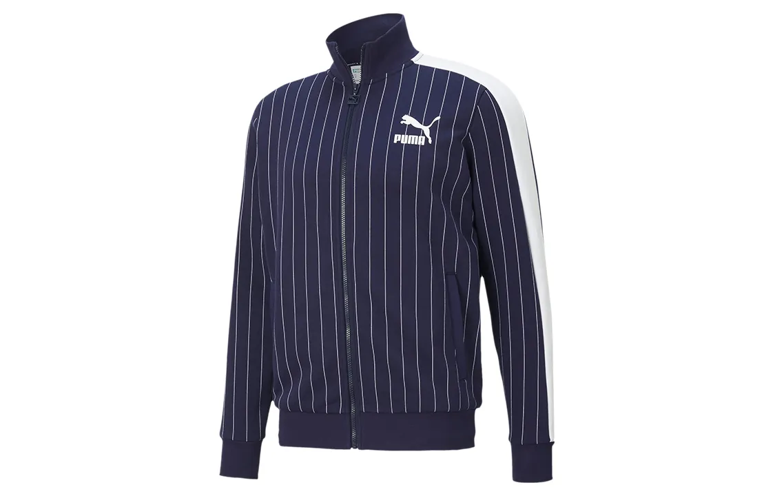 PUMA Jackets Men's Tweed Blue Stand Collar Thickened Other