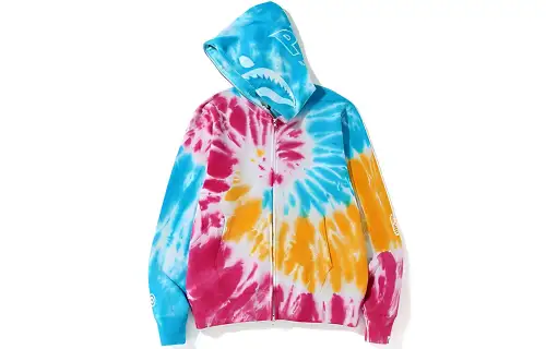Bape Tie Dye Ponr Shark Wide Full Zip Hoodie