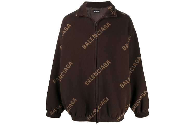 Balenciaga Jackets Men's Brown Stand Collar Moderate Other