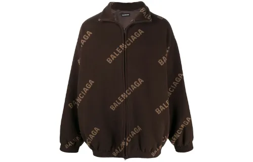 Balenciaga Jackets Men's Brown Stand Collar Moderate Other