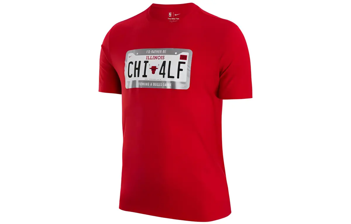 Nike T-Shirts Men's Red Crew Neck Moderate Straight Fit
