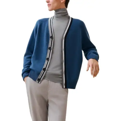 HERMES FW24 Cashmere Sweater Men's Blue