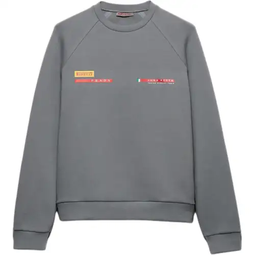 PRADA Sweatshirts Men's Gray Crew Neck Moderate Regular