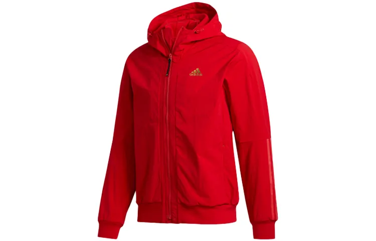 Adidas Chinese New Year Jackets Men's Light Scarlet Hooded Moderate Instructor