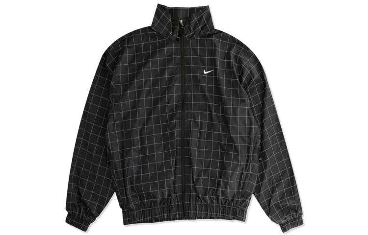 Nike Jackets Men's Black Stand Collar Moderate Straight Fit