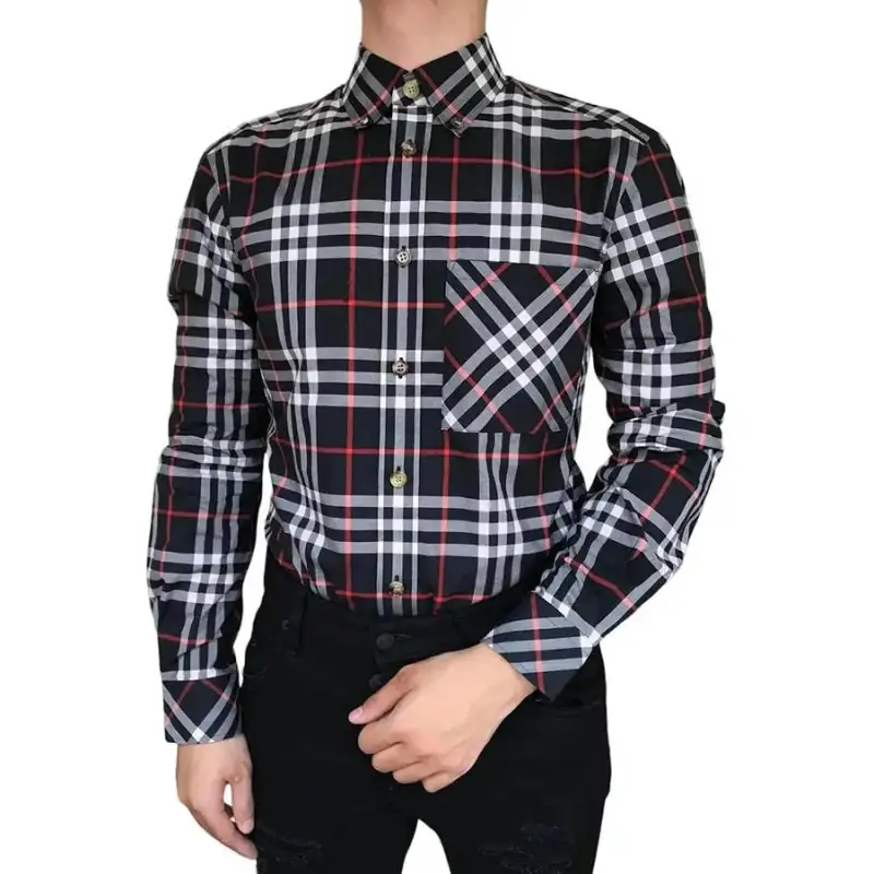 Burberry Shirts Men's Black Lapel Moderate Other