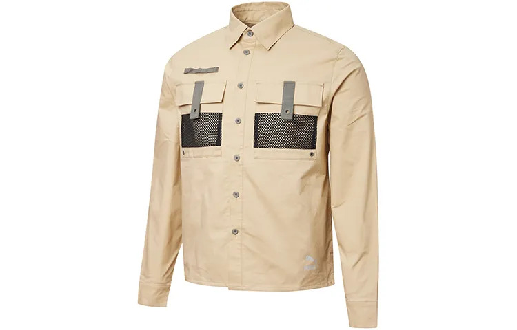 PUMA Jackets Men's Khaki Lapel Moderate Straight Fit