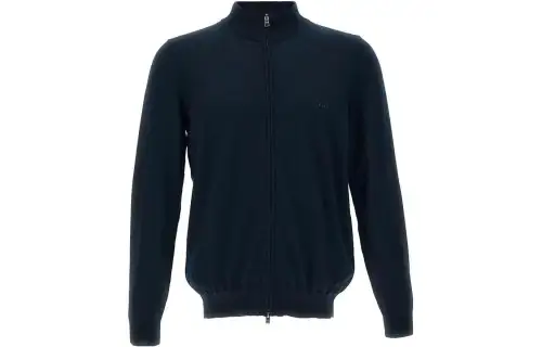 HUGO BOSS Woolen long-sleeve, navy cardigan, logo embroidery service