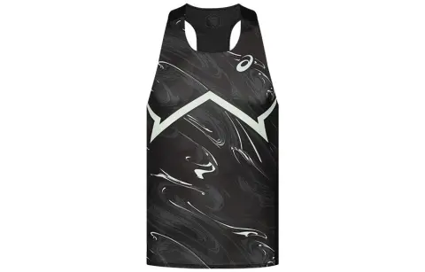 ASICS Tank Tops Men's Black Crew Neck Moderate Straight Fit