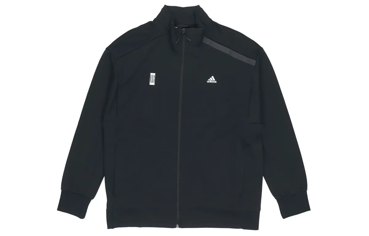 Adidas Jackets Men's Black Stand Collar Moderate Straight Fit