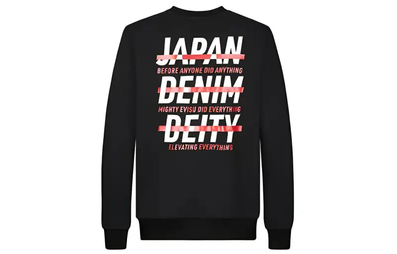 EVISU Sweatshirts Men's Black Crew Neck Moderate Regular