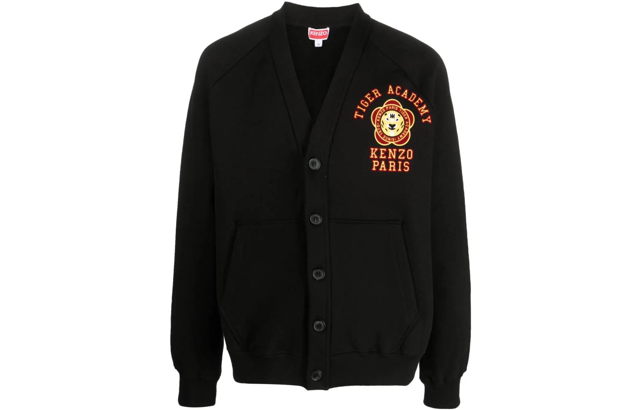 KENZO Logo-Embroidered V-Neck Buttoned Jacket