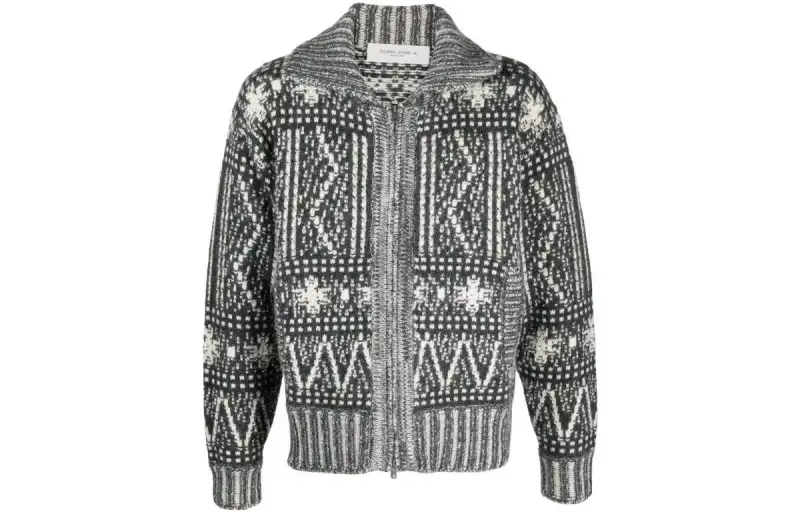 【Zoomed Imagery】intarsia-knit zip-up jumper