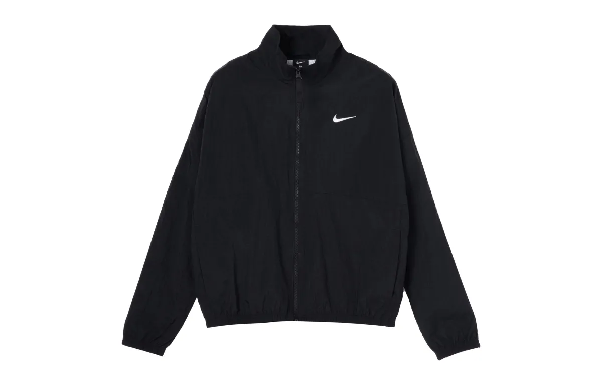 Nike Jackets Men's Black Stand Collar Moderate Straight Fit