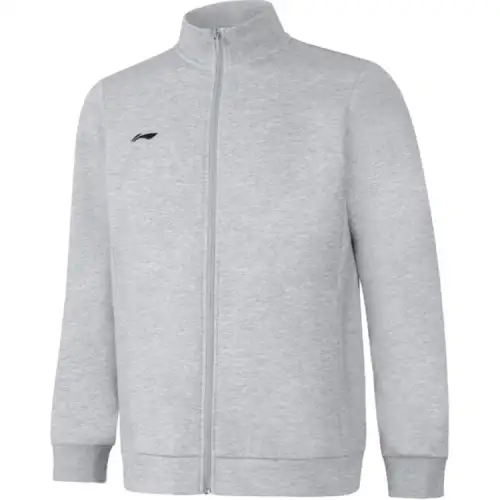 Li Ning Sweatshirts Men's Heather Gray Stand Collar Moderate Cardigan