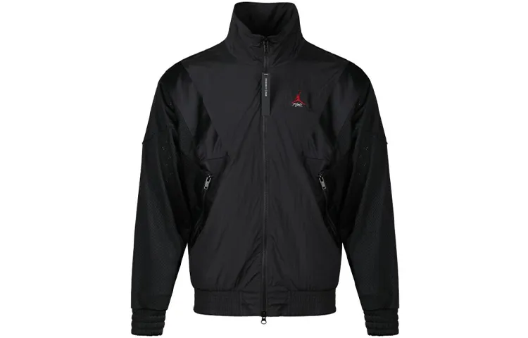 Jordan Jackets Men's Black Stand Collar Moderate Straight Fit