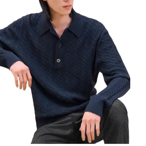 HERMES FW24 Cashmere Sweater Men's Marine Blue