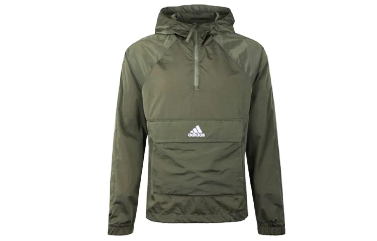 Adidas Jackets Men's Ruins Green Hooded (Non-detachable) Moderate Straight Fit