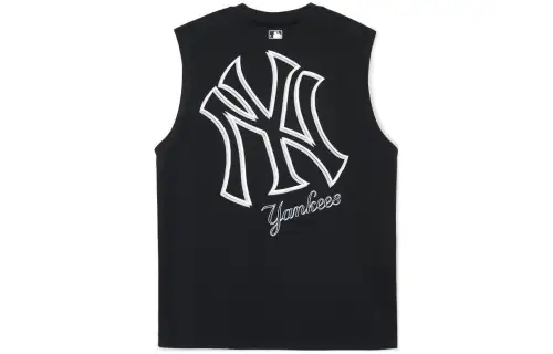 MLB Sports black vest with a round collar for leisure sleevless for men and women, with your logo imprint, oversize