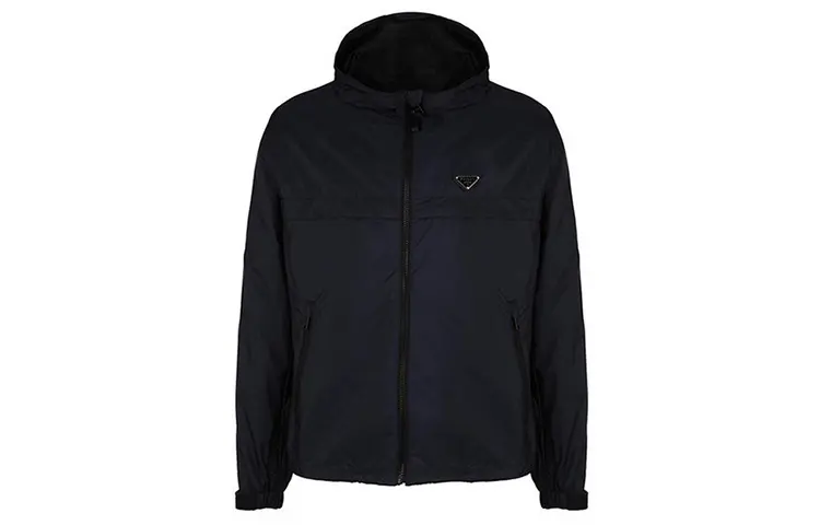 PRADA Jackets Men's Dark Blue Hooded Thin Other