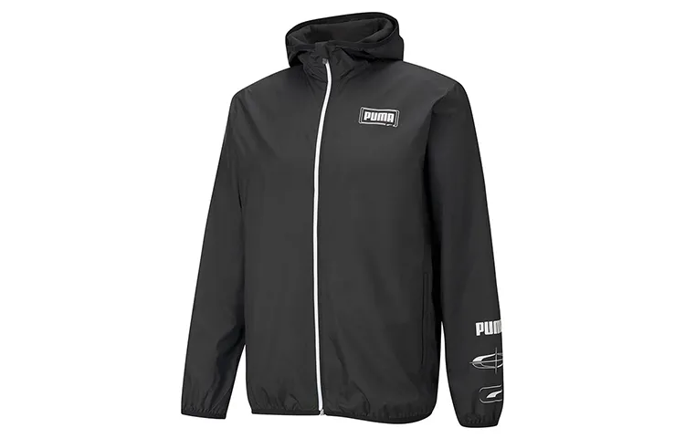 PUMA ESSENTIALS Jackets Men's Black Hooded (Non-detachable) Moderate Straight Fit