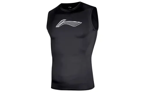 Li Ning Tank Tops Men's Black Crew Neck Moderate Straight Fit