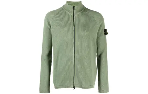 STONE ISLAND Sweaters Men's Olive Green Stand Collar Moderate Other