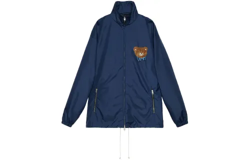 GUCCI Jackets Men's Dark Blue Stand Collar Moderate Other