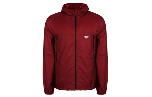 PRADA Jackets Men's Maroon Hooded Moderate Other