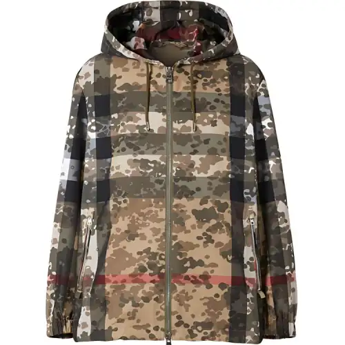 Burberry Stretton Camouflage Check Lightweight Jacket Archive Beige Green