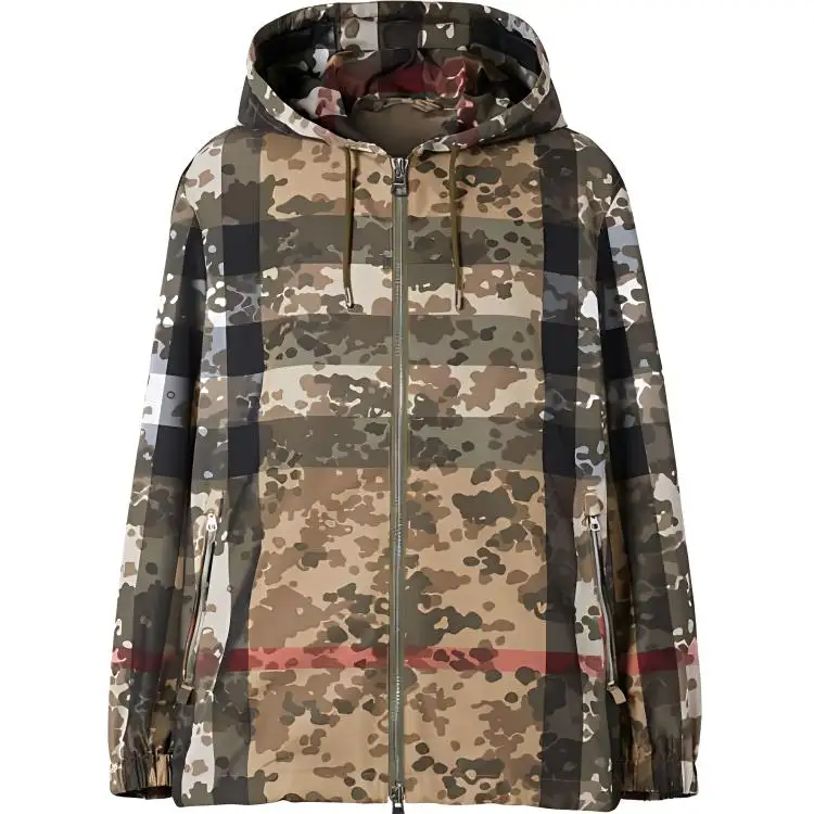 Burberry Stretton Camouflage Check Lightweight Jacket Archive Beige Green